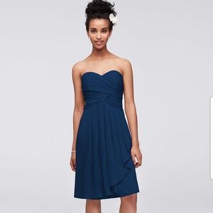 David's Bridal strapless bridesmaid dress
